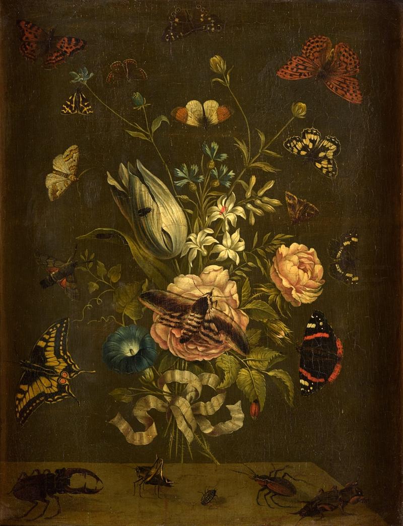 Blumenstilleben mit Faltern und Käfern