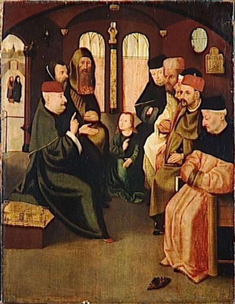 Jesus among the Doctors Alternative title(s): The Child Jesus in the Temple . [ 1 ] The Twelve-year-old Jesus in the Temple . [ 2 ] Christ's dispute with the doctors in the temple .