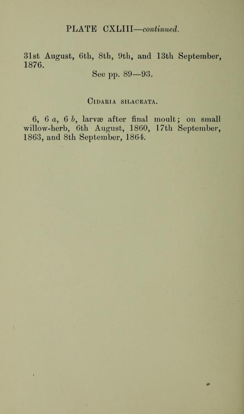 Buckler W The larvæ of the British butterflies and moths PlateCXLIIIText2