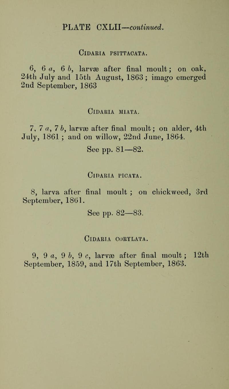 Buckler W The larvæ of the British butterflies and moths PlateCXLIIText2