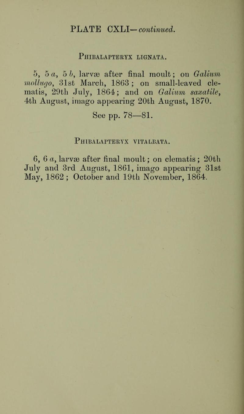Buckler W The larvæ of the British butterflies and moths PlateCXLIText2