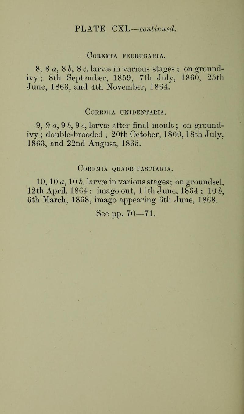 Buckler W The larvæ of the British butterflies and moths PlateCXLText2