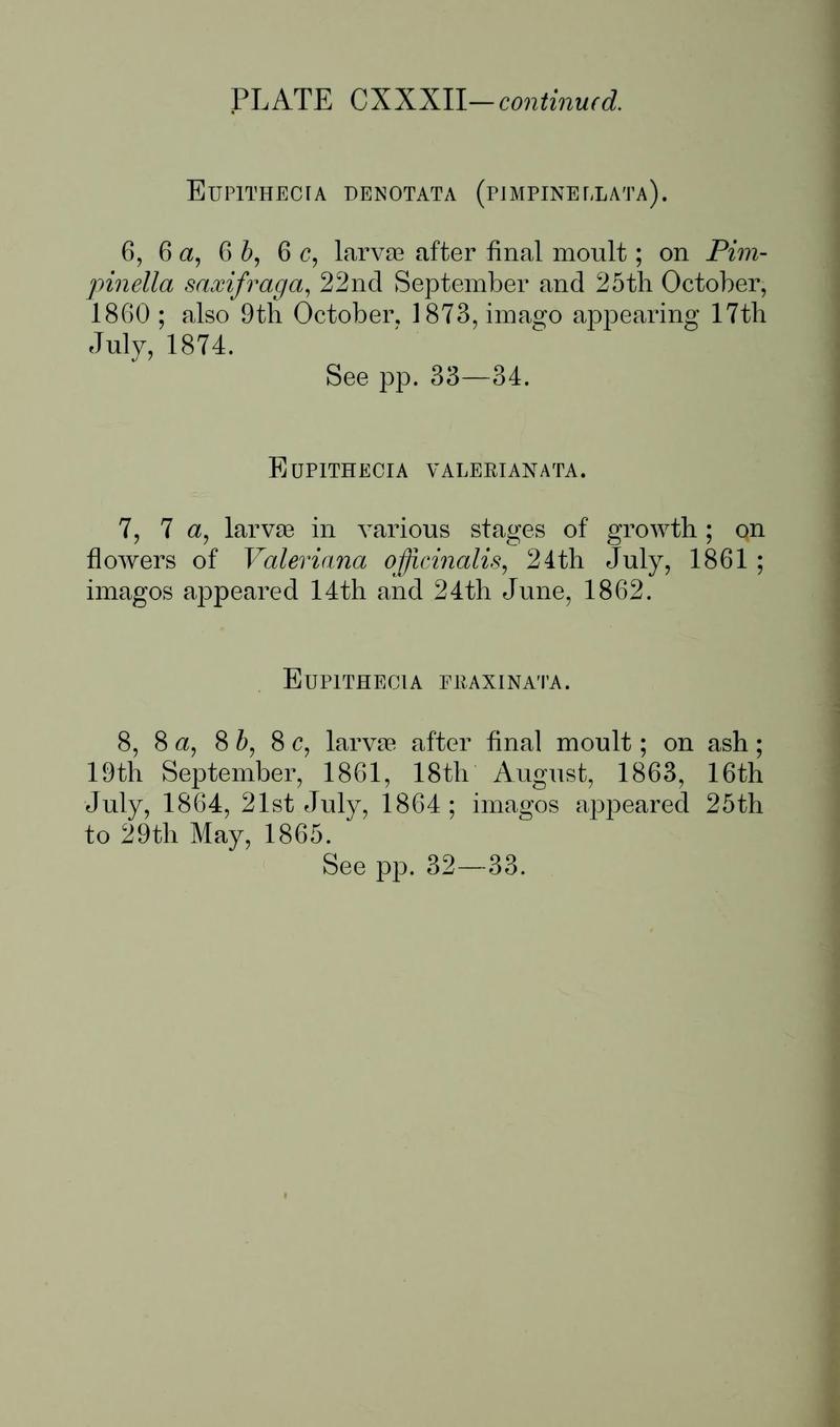 Buckler W The larvæ of the British butterflies and moths PlateCXXXIIText2