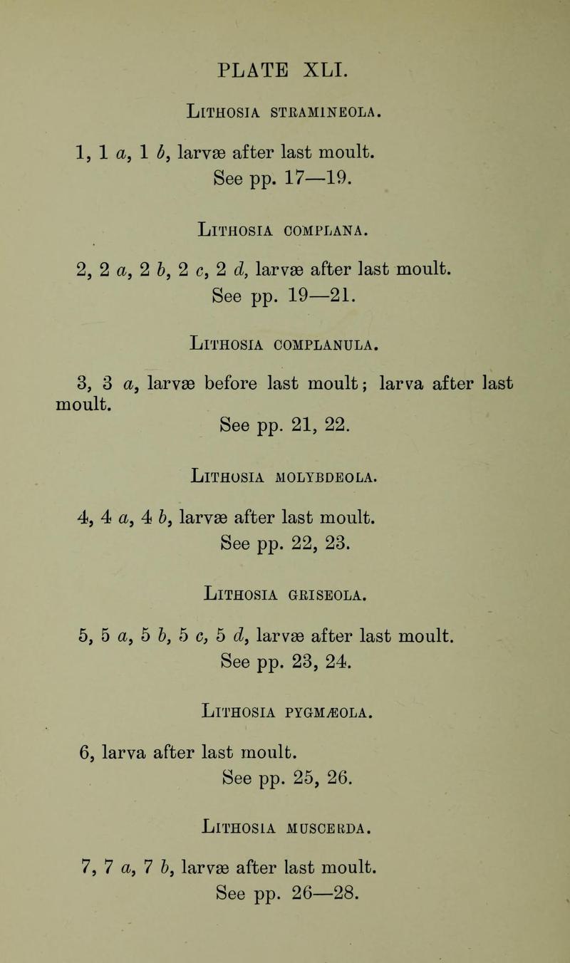 Buckler W The larvæ of the British butterflies and moths PlateXLIText