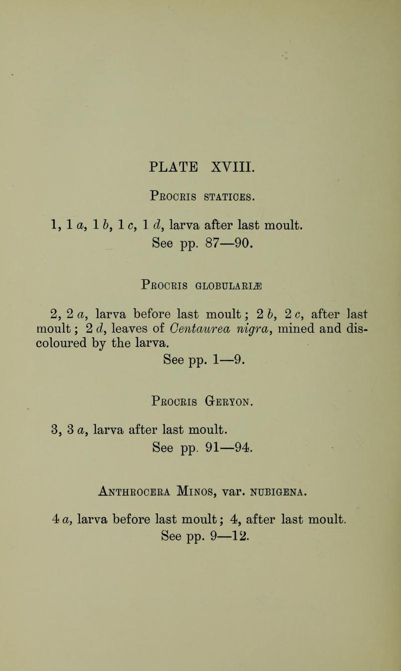 Buckler W The larvæ of the British butterflies and moths PlateXVIIIText