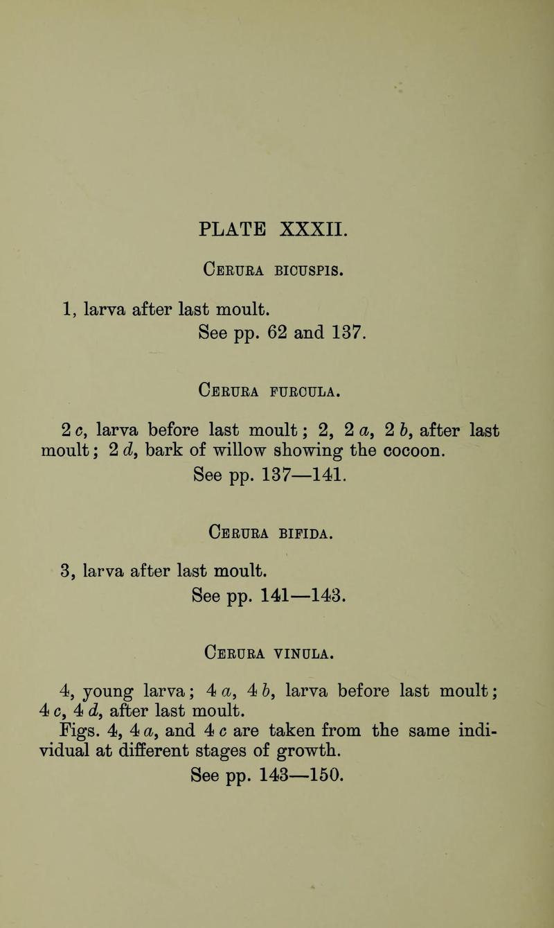 Buckler W The larvæ of the British butterflies and moths PlateXXXIIText