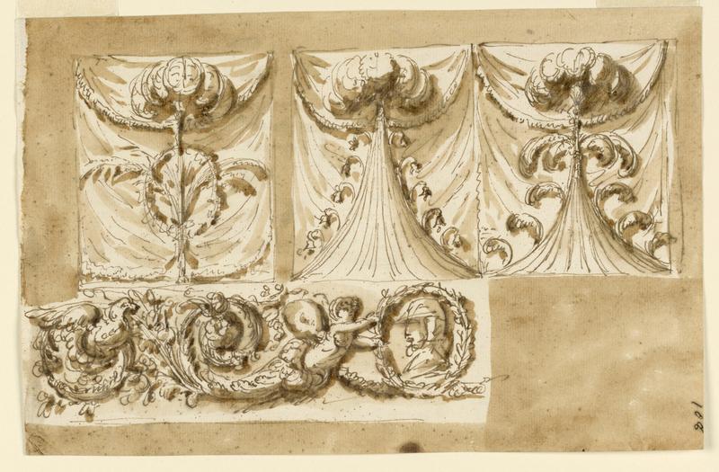 Three Designs for Draperies and One Design for a Frieze