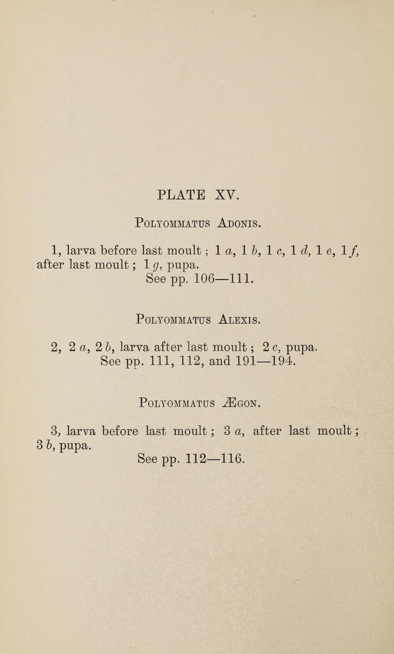 Ckler W The larvæ of the British butterflies and moths PlateXVText
