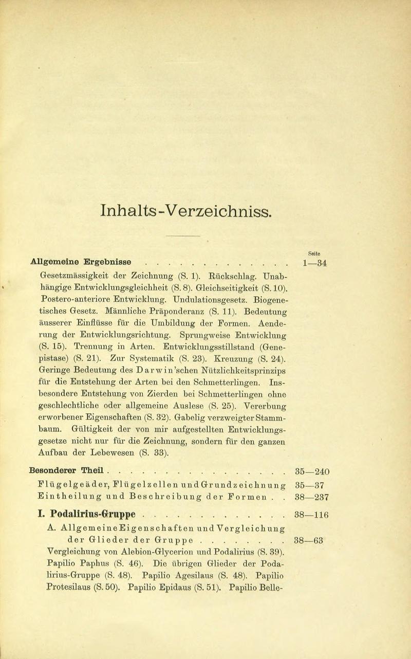Die Artbildung und Verwandtschaft bei den Schmetterlingen (Page IX) BHL42441528