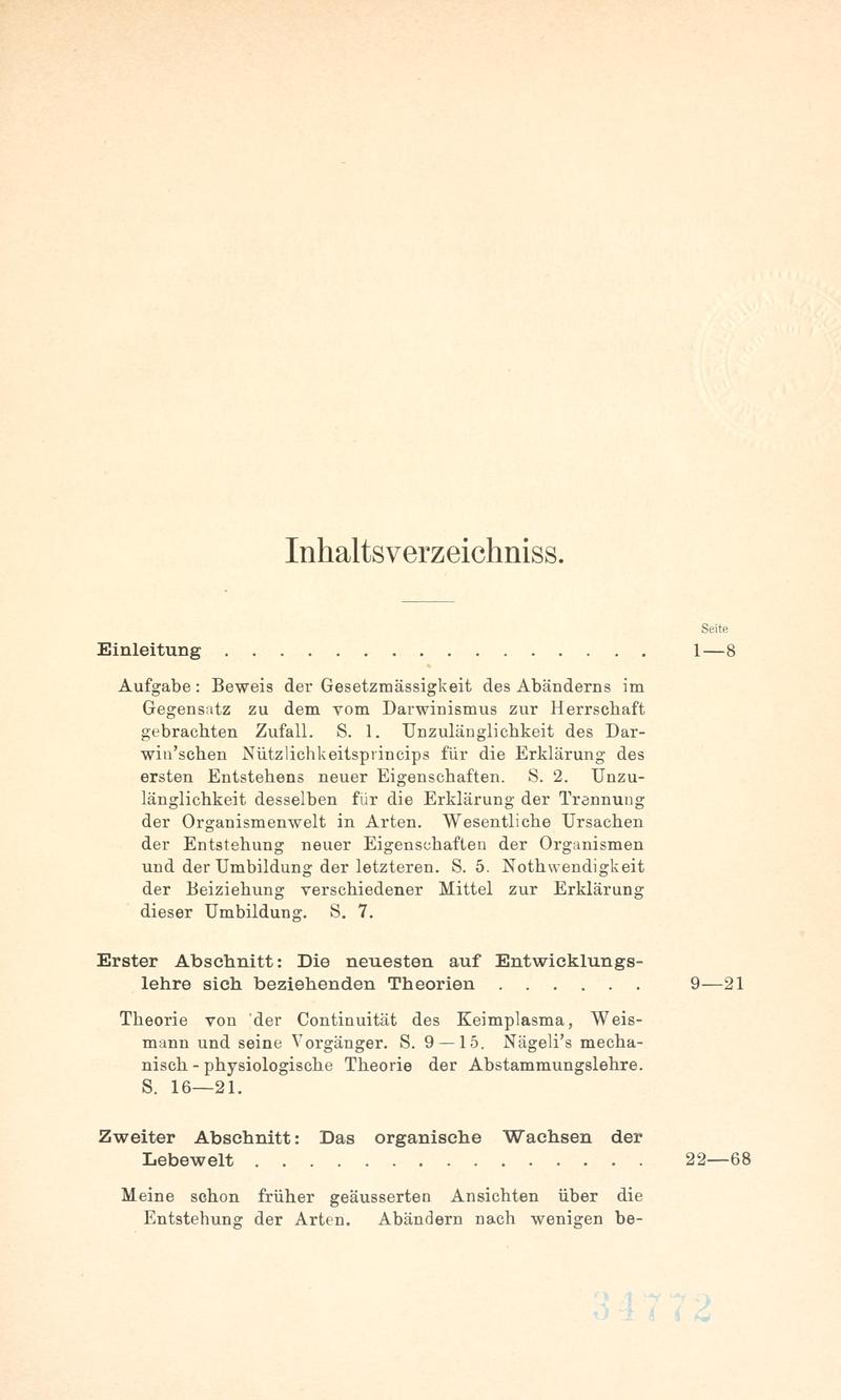 Die Entstehung der Arten auf Grund von Vererben erwobener Eigenschaften nach den Gesetzen organischen Wachsens BHL1119882