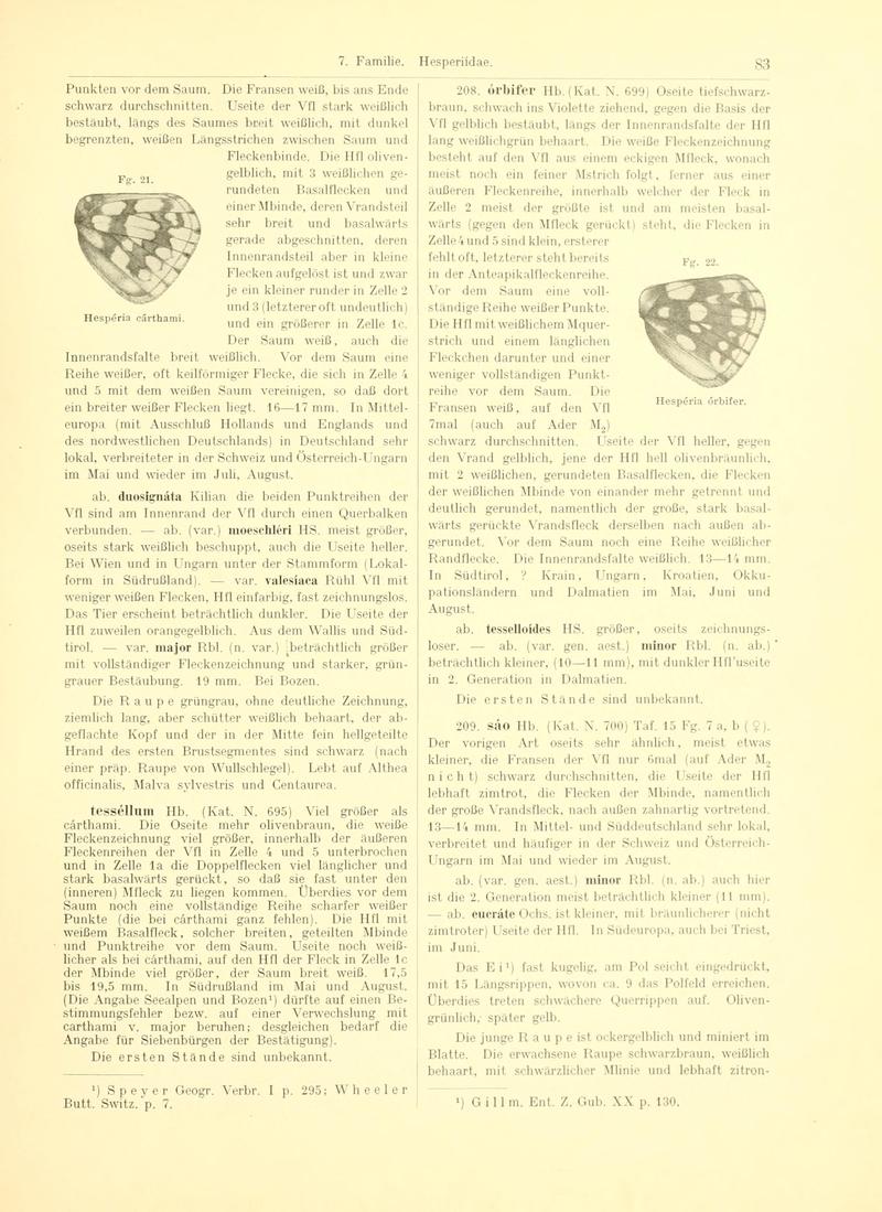 Fr. Berge's Schmetterlingsbuch nach dem gegenwärtigen Stande der Lepidopterologie neu bearb. und hrsg. von Professor Dr. H. Rebel (Page 83, Fg. 21-22) BHL9445601