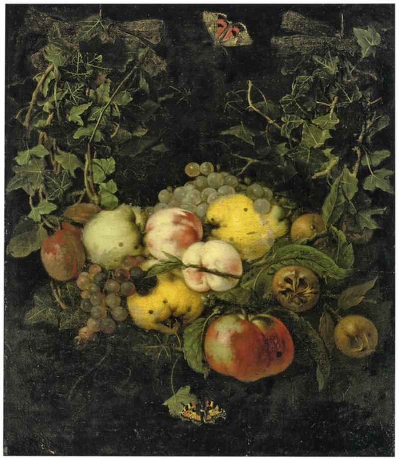 German: Stillleben mit Früchten und Efeu Still Life with Fruit title QS:P1476,de:"Stillleben mit Früchten und Efeu " label QS:Lde,"Stillleben mit Früchten und Efeu " label QS:Len,"Still Life with Fruit" label QS:Lnl,"Stilleven met vruchten"