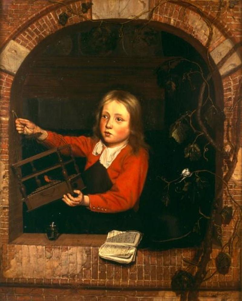Dutch: Jongen met vogelkooi Boy with a Birdcage title QS:P1476,nl:"Jongen met vogelkooi " label QS:Lnl,"Jongen met vogelkooi " label QS:Len,"Boy with a Birdcage" label QS:Lde,"Junge mit Vogelkäfig"