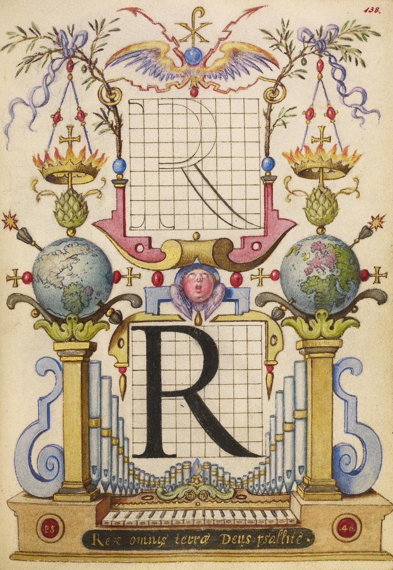 Joris Hoefnagel - Guide for Constructing the Letter R - 1591-96