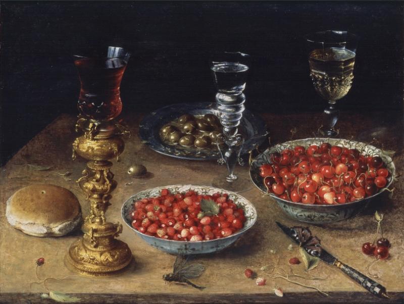 Still-Life with Cherries and Strawberries in China Bowls