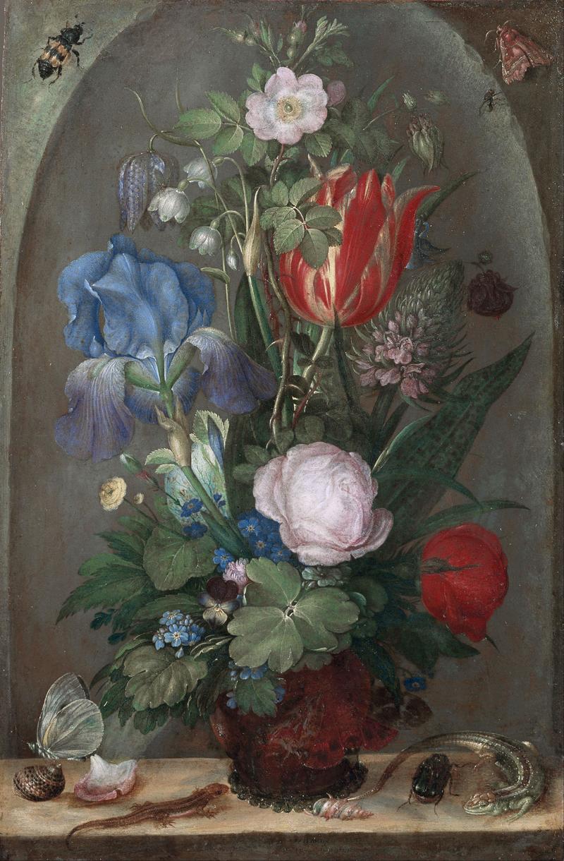 Bouquet of flowers with two Lizards