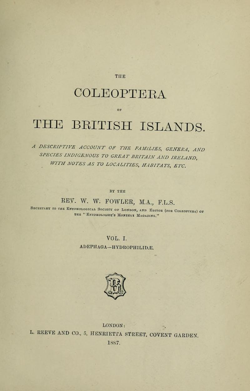 The Coleoptera of the British islands BHL33254167