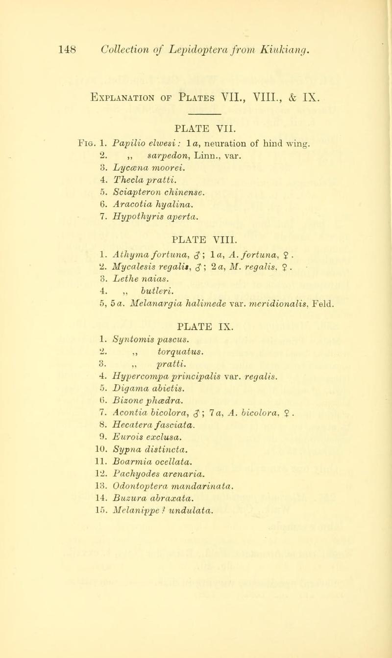 Leech J H 1889 On a collection of butterflies from Kiukiang Transactions of the Entomological Society of London 1889 99148 Plate VIII text